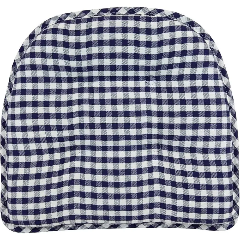 Set of 8 Dining Chair Cushions Blue White